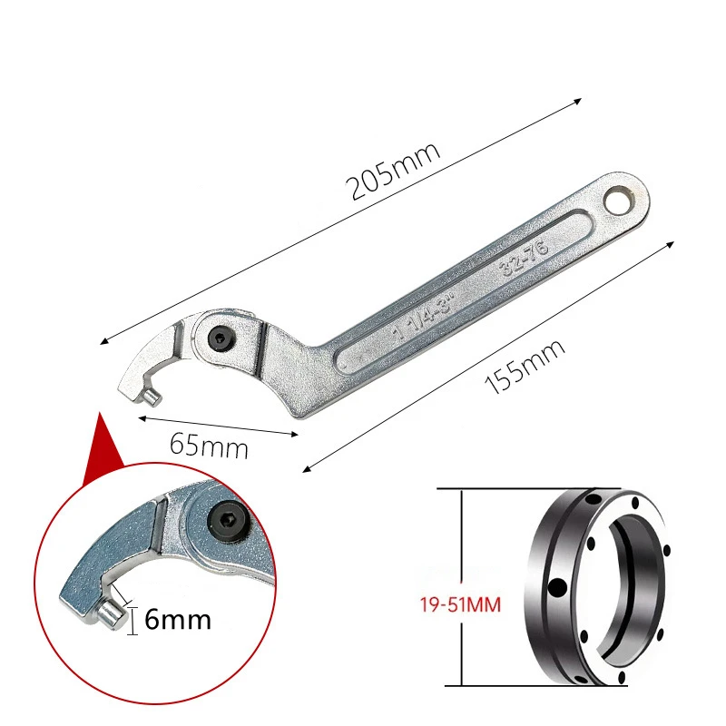 Adjustable Water Meter Cover Wrench Special Spanner Side Hole Hook Tool for Water Electricity Repair Llave Inglesa