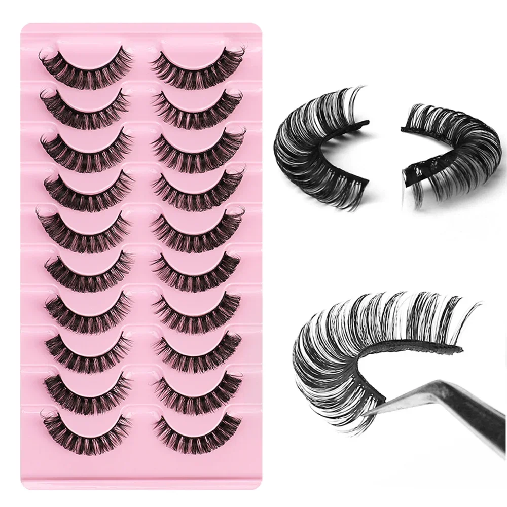 10 pairs Russian Strip Lashes Fluffy Mink Lashes 3D False Eyelashes Pack