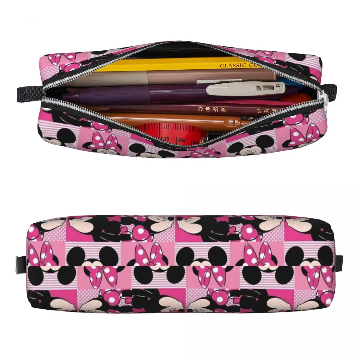 Imagem -02 - Estojo para Lápis Mickey e Minnie Mouse Pen Box Bags para Crianças Grande Capacidade Lápis Cosméticos Escolares para Estudantes