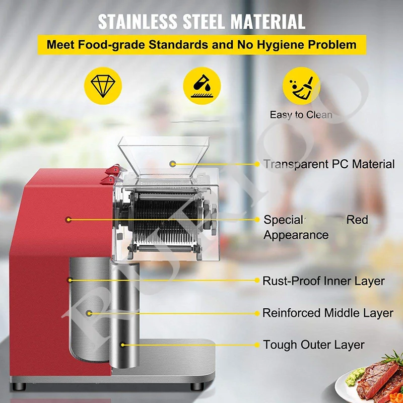 1100W New Fast Meat Slicer Electric Commercial Bean Skin Cutter Meat Cutting Machine