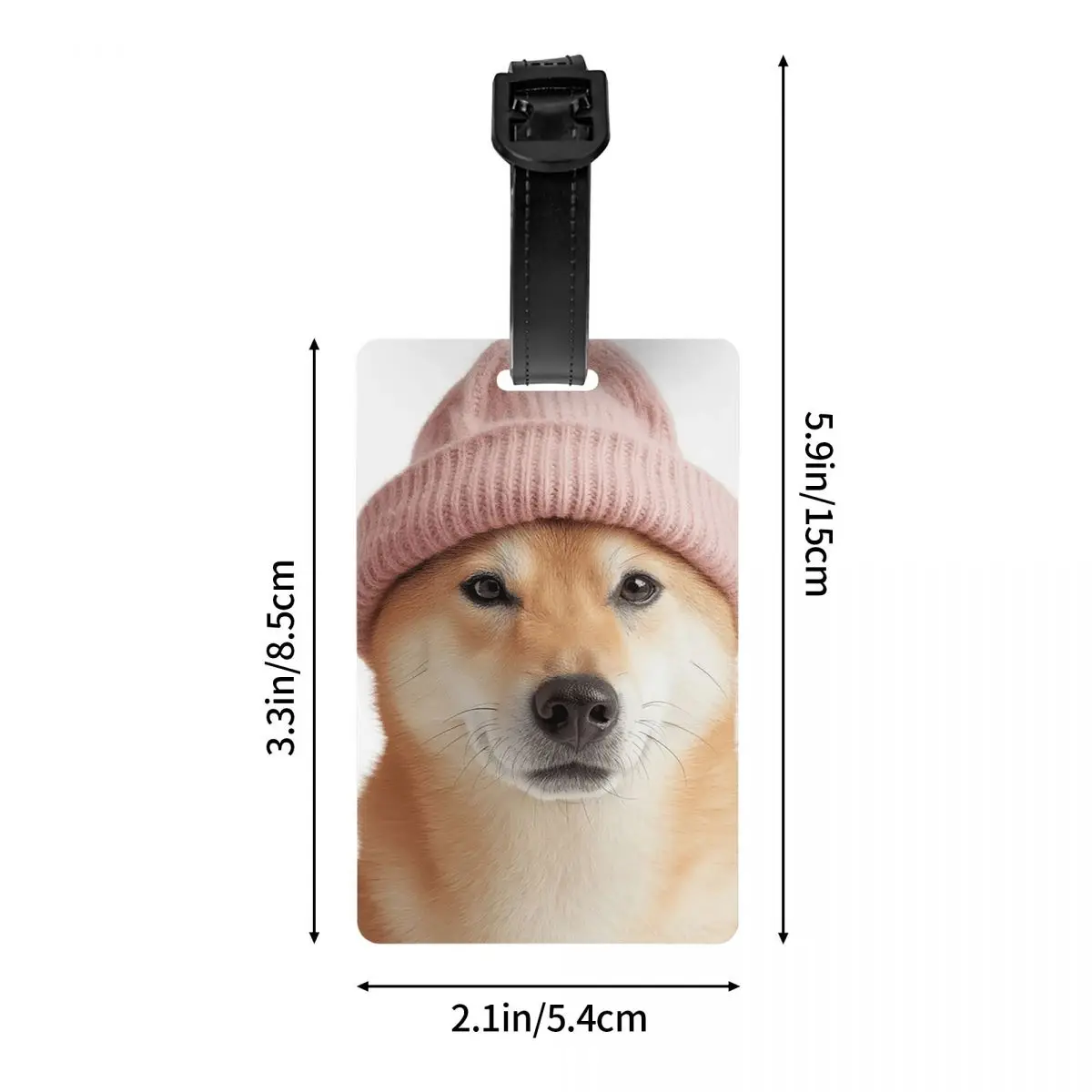 شيبا اينو الكلب يرتدي قبعة الشتاء الوردية علامات الأمتعة حقيبة الملحقات السفر الأمتعة الصعود علامة التسمية حامل معرف اسم العنوان #4