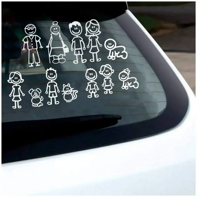Car Sticker Cartoon Funny Family Vinyl Sticker Car Mount PVC Waterproof Sunscreen 20 cm image 3