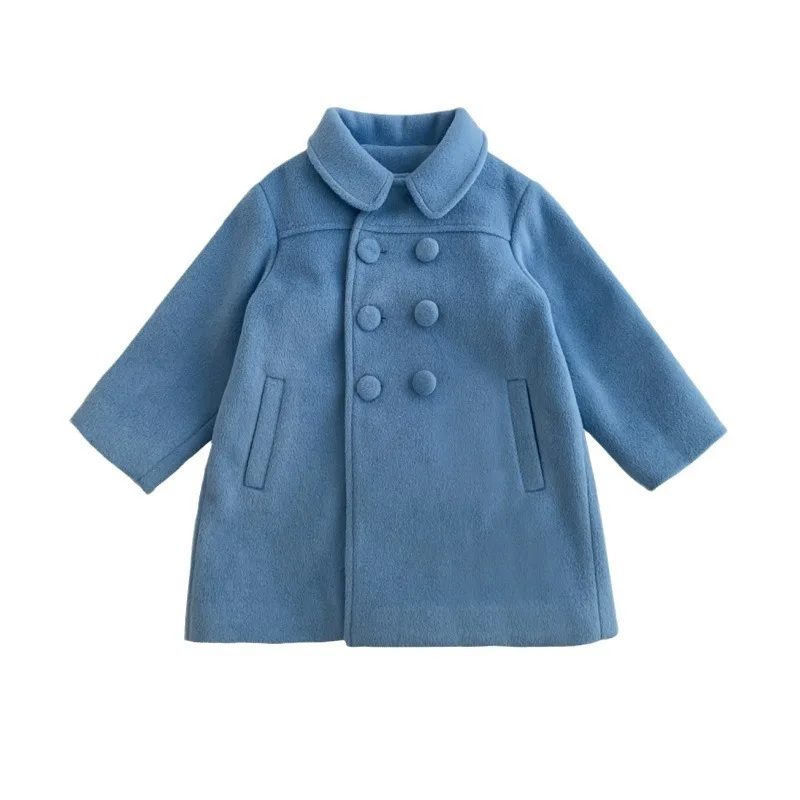 Winter Girl\'s Long Fashion Plus Cotton Coat 2024 Baby Girl Korean Style Thickened Double-breasted Coat Children Warm Jacket