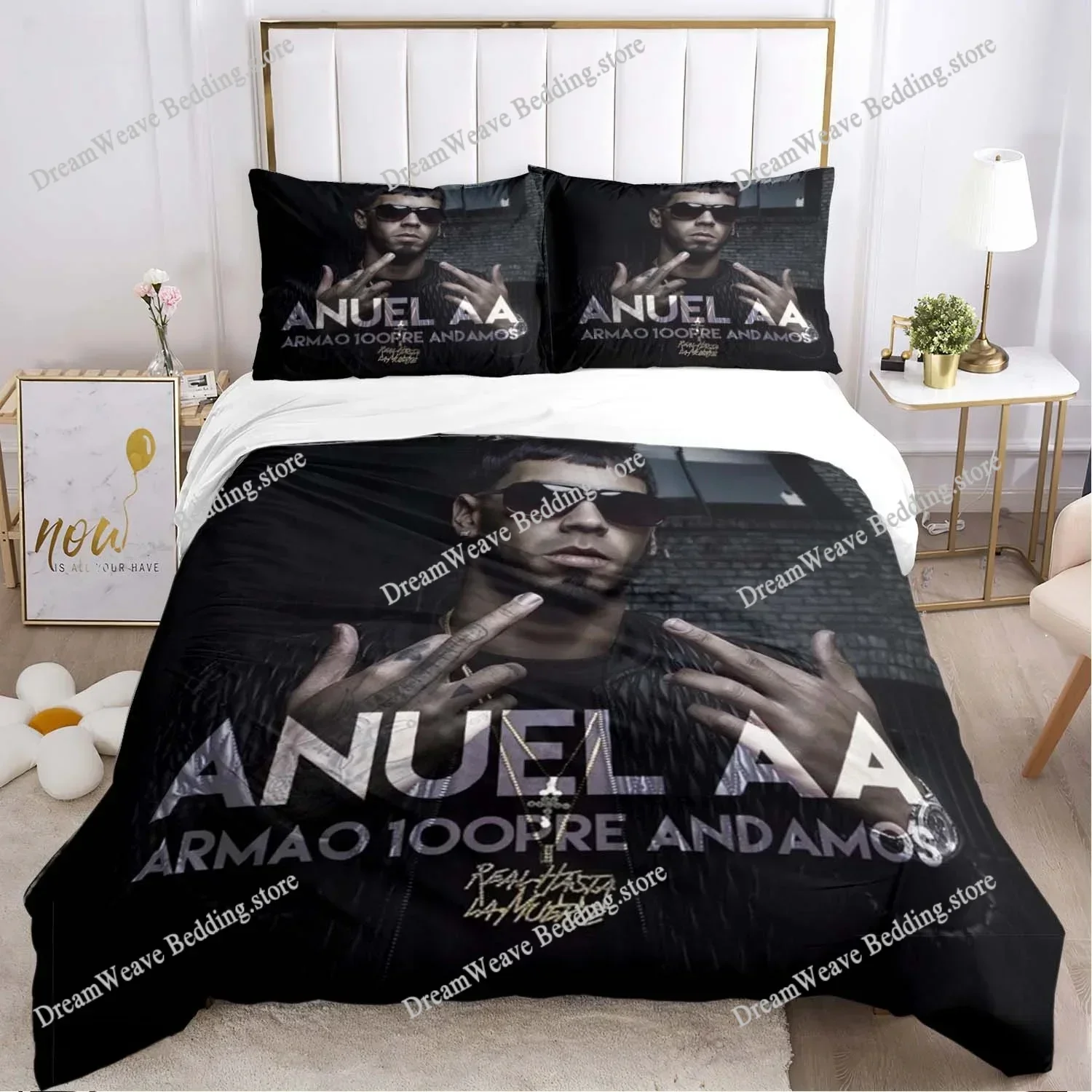 Hiphop Rapper Anuel AA Sheets Quilt Covers Bedding Dormitory Sheets Bedding Set Soft Warm Bedding Set Home Textileextile741