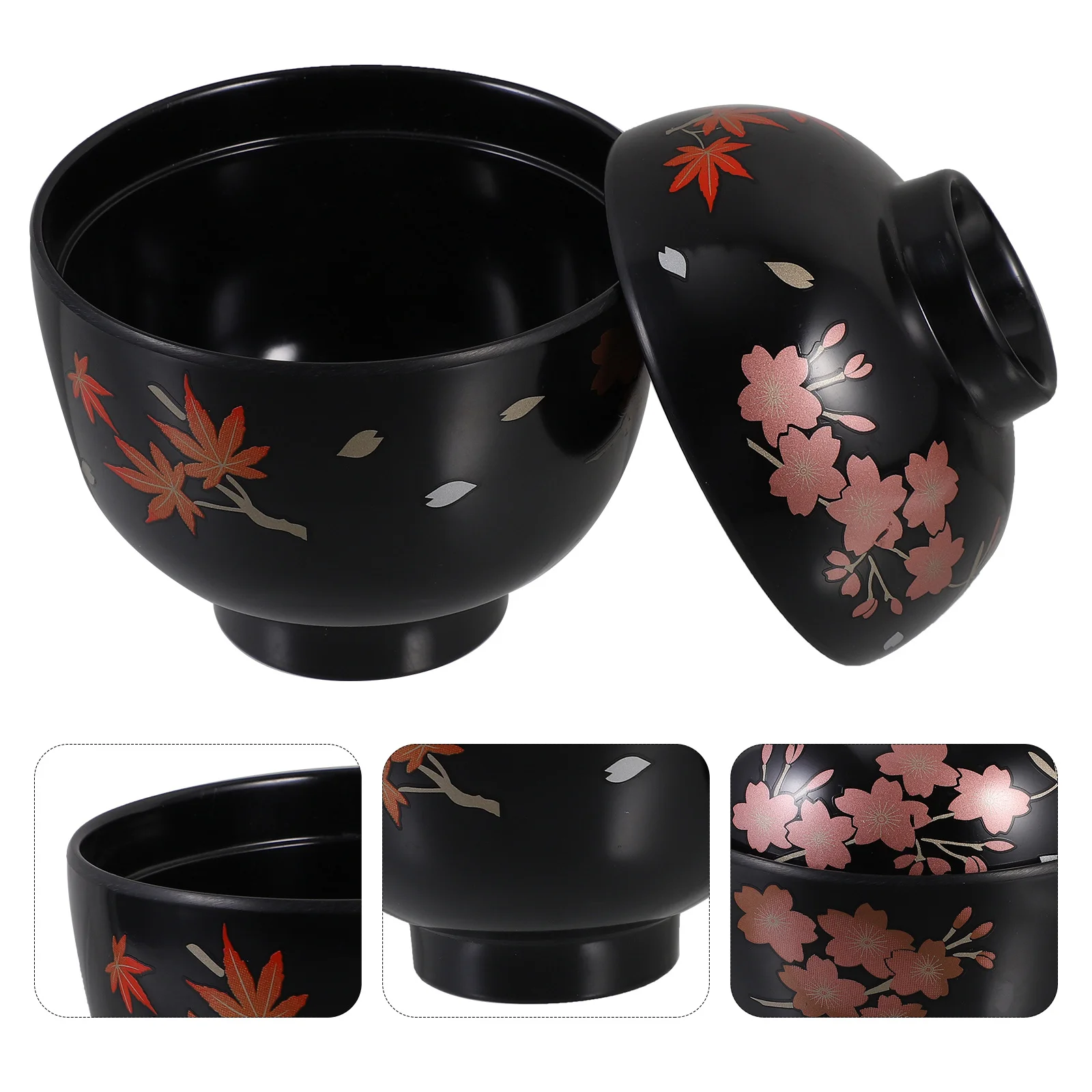 

Japanese Restaurant 600Ml Melamine Sushi Soup Rice Bowl Heat Resistant Lidded Food Service Bowl For Ramen Asian Cuisine
