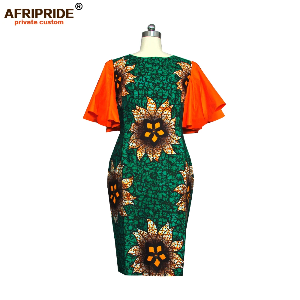 African Bodycon Dresses for Women AFRIPRIDE Bazin Richi Short Butterfly Sleeves Dashiki Wax Women Ankara Print Dress A1925007