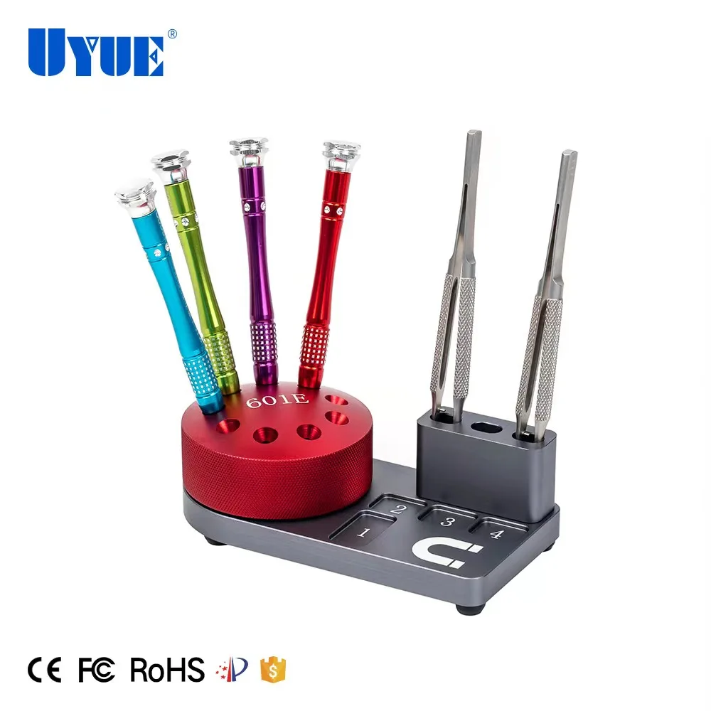 

High Quality Stainless Steel Rotating Screwdriver holder Rotating Base With Card slot and Non-Slip Base Holds Screwdrivers Tool