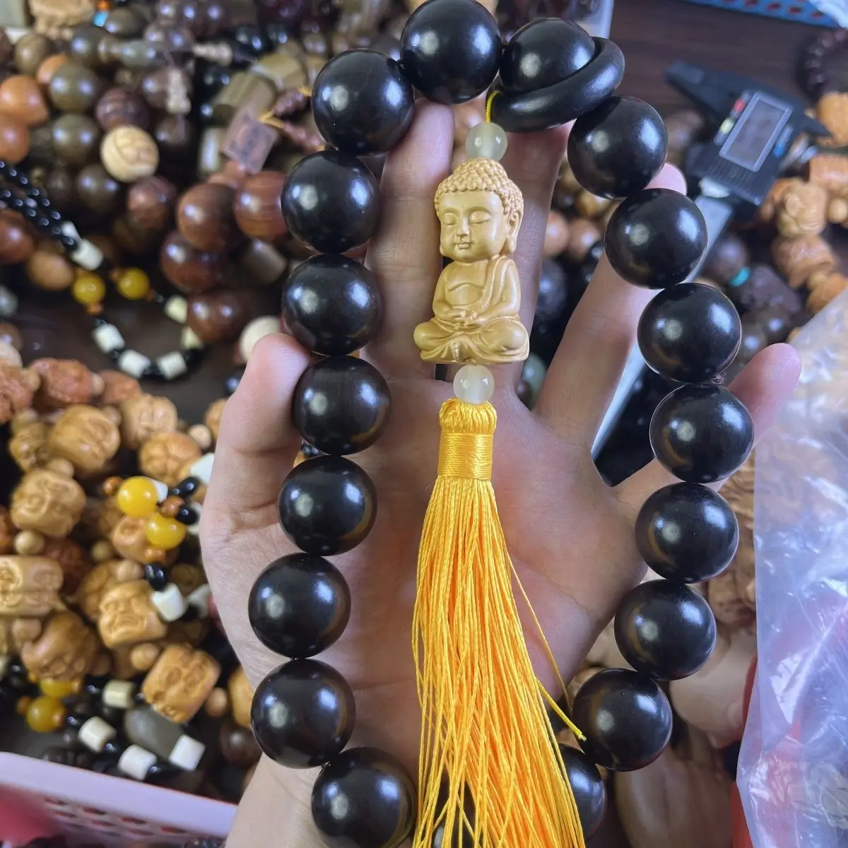 Premium Purple Sandalwood 2.0 Handheld Boxwood Baby Buddha Car Hanging Craft Jewelry Holiday Gift Decoration