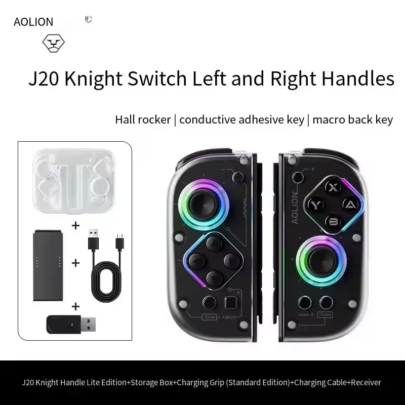 

Aolion j20 RGB Wireless Knight Left and Right Gaming Controller Hall Joystick For Nintend Switch2 With Charging grip For Switch
