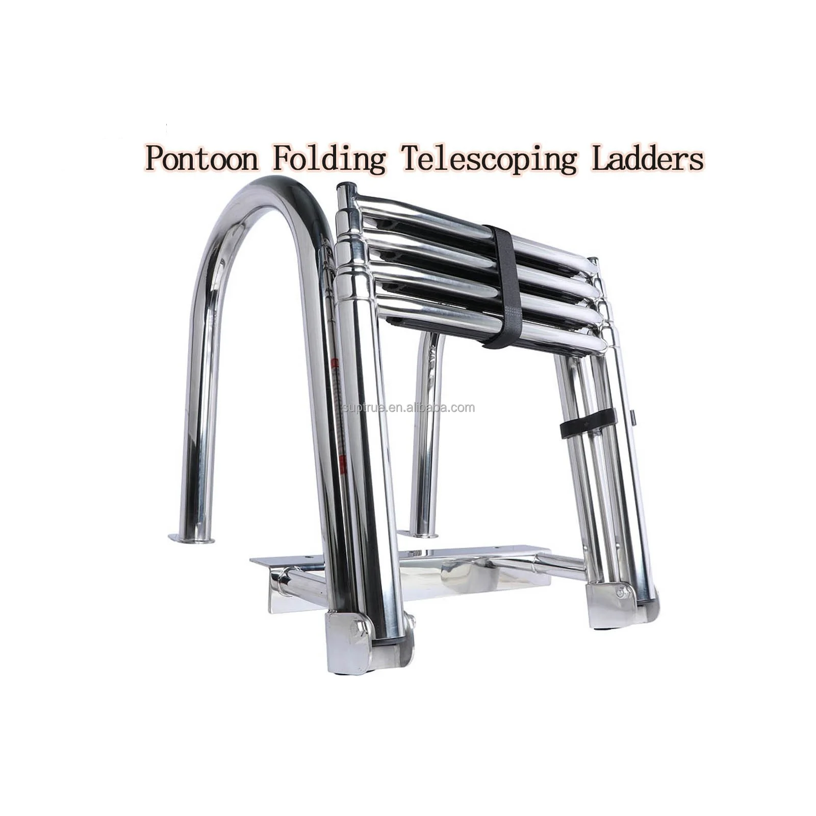4-Step Stainless Steel Boat Ladder Extendable Pontoon Swim Deck Ladder 600 Pound Capacity Boat Extension Ladder