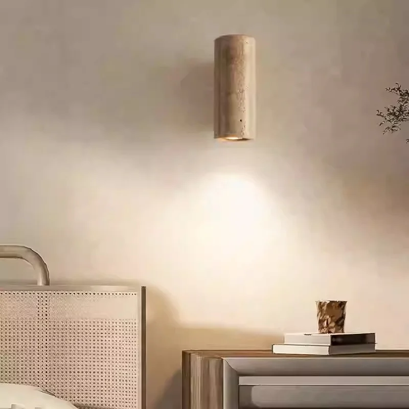 Nordic retro yellow cave stone LED designer bedroom bedside wall light living room TV wall villa tea room corridor light