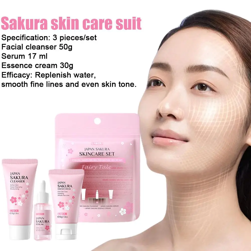 Skin Care Gifts Facial Cleanser Serum Essence Cream Clean Radiate Face Smoothing Deep Care Kits Hydration Moisturizer C8M9