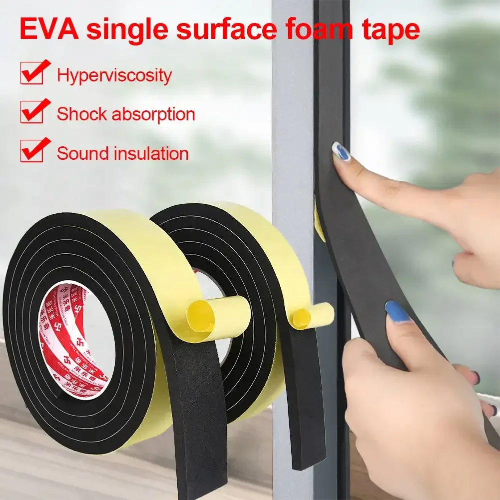 2M Strong Adhesive Anti-collision Waterproof Window Door Seal Strip Weather Stripping EVA Black Foam Sponge Rubber Strip Tape