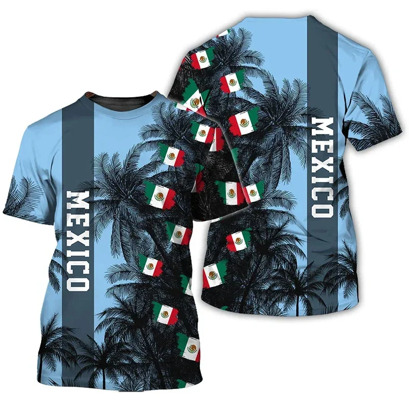 Fashion Aztec Mexican Flag 3D Printed T-shirt Men Casual Summer Short-sleeved Tees Street Casual Tops Oversized T Shirt Clothes