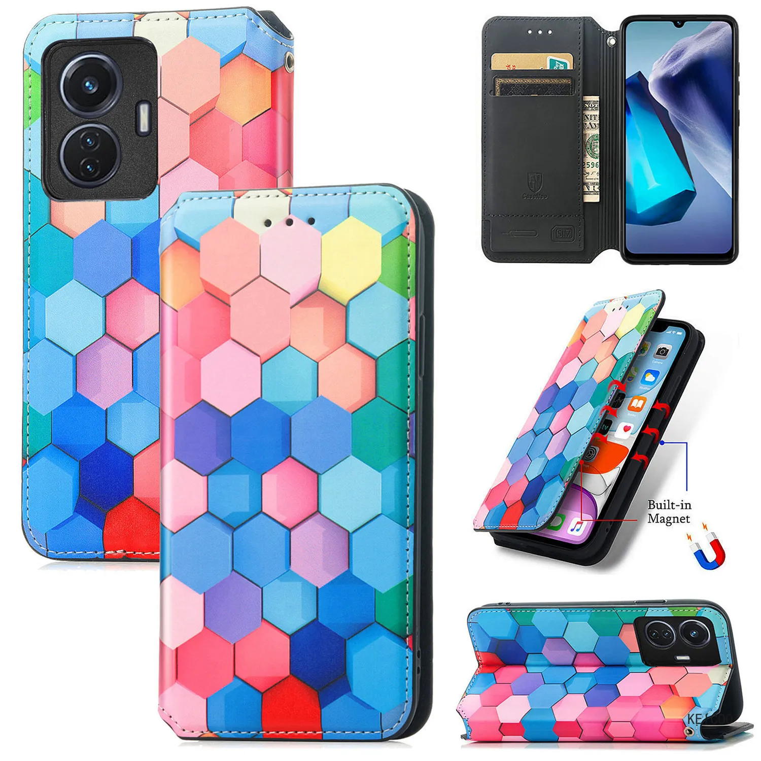 Fundas for Vivo T1 Y78 S17 S17 S16 V27E Y02 Y02A Y02S Y11 Y35 Y16 V27 Stand Holder Anti-fall Shockproof Business Leather Case