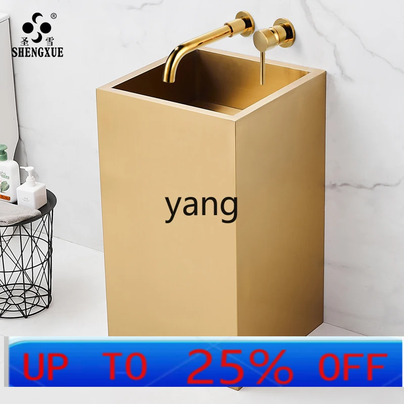 

Ltt stainless steel gold wash basin floor-to-ceiling square column basin