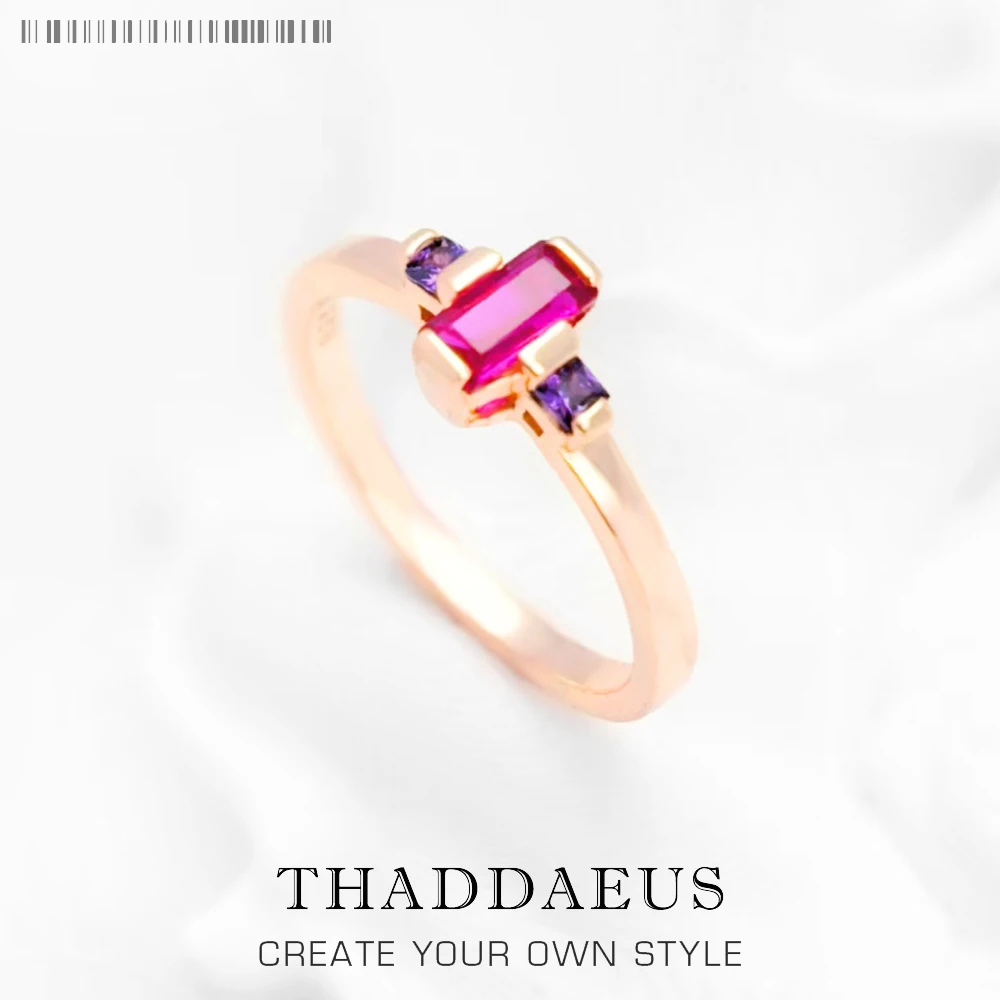 

Кольцо с камнем-багетом, ювелирные украшения из розового золота в европейском стиле для женщин, новый подарок 2022 года из стерлингового серебра 925 пробы