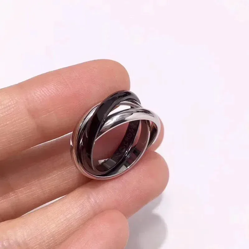 جديد جودة عالية مجوهرات فضية مجوهرات كلاسيكية ثلاثة حلقة حلقة ترينيتي خاتم المرأة مجوهرات هدية #3