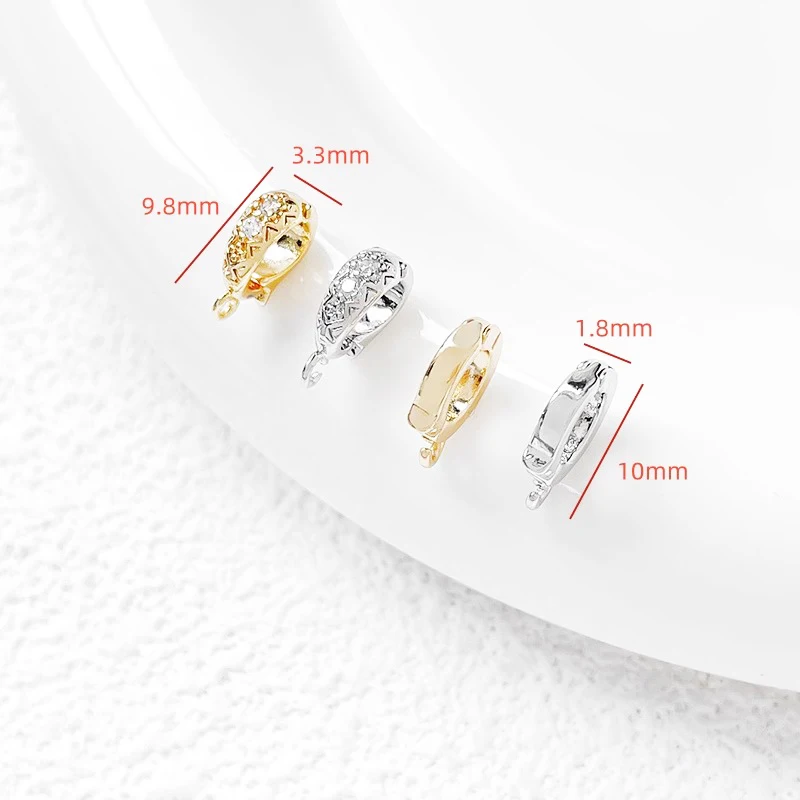 4 Pieces Copper Clad Gold Inlaid Zircon Simple Opening and Closing Buckle DIY Makes Fashionable Jewelry Accessory Materials