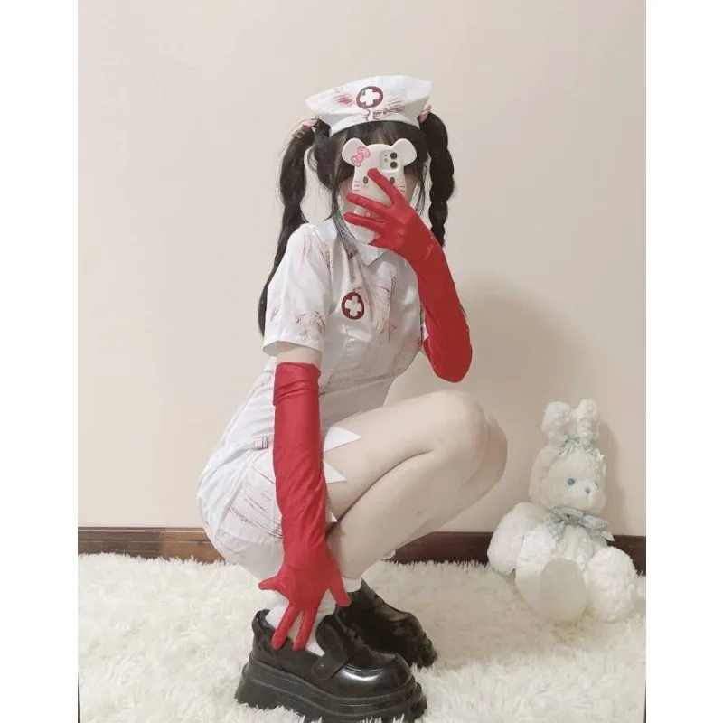 

Sexy Nurse Costume for Women, Seductive Uniform Dress with Cross Accessories for Roleplay, Halloween, and Bachelorette Parties