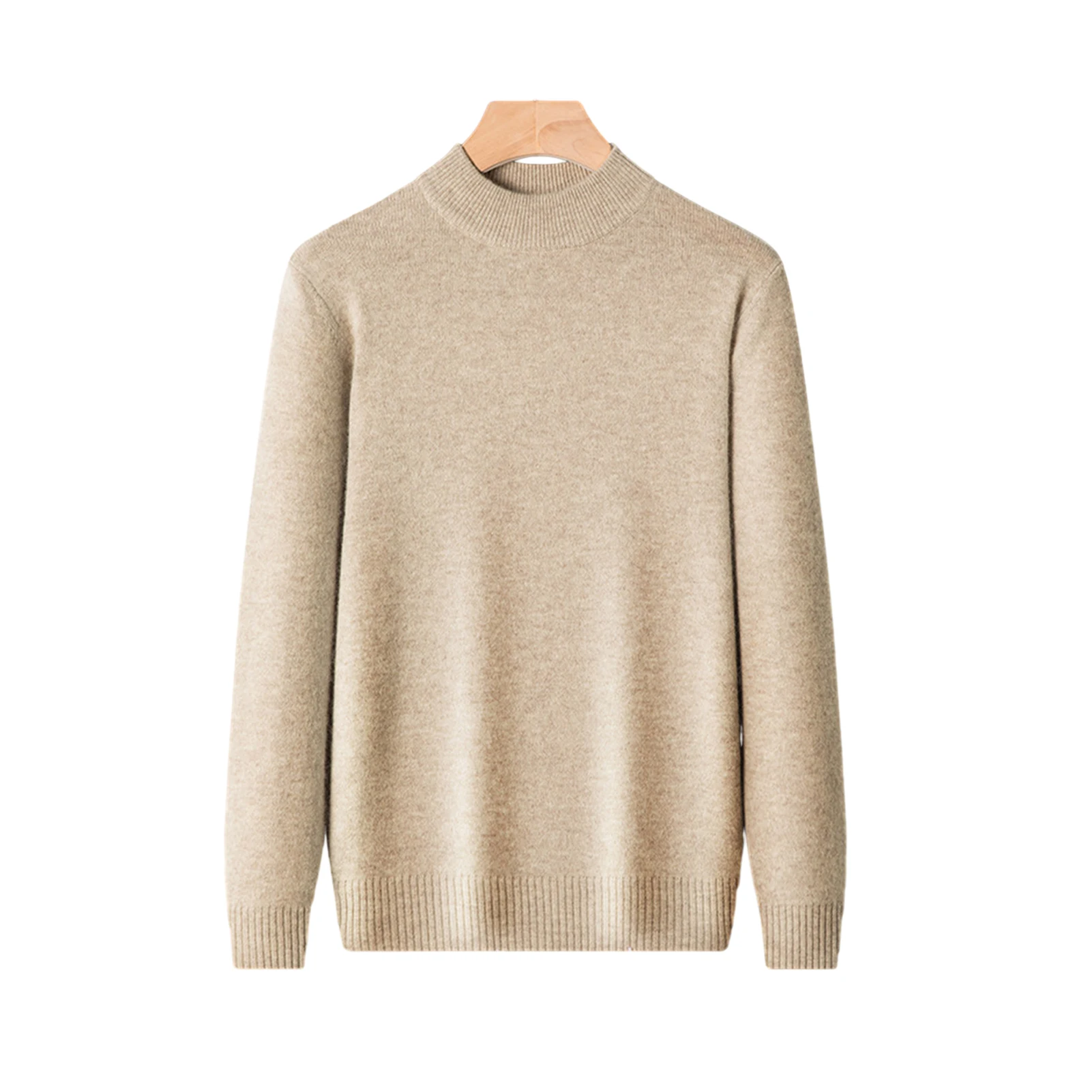 ผู้ชายถักเสื้อกันหนาว SLIM FIT รอบคอถักเสื้อกันหนาวสําหรับฤดูใบไม้ร่วงฤดูหนาวหนายืดหยุ่นแขนยาวสีทึบ Bottoming