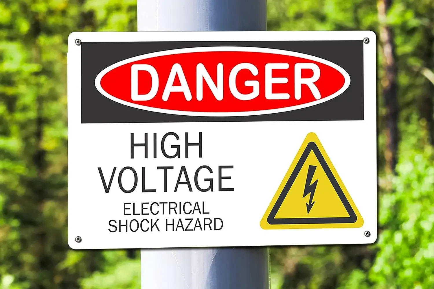 Warning Sign Danger High Voltage Electrical Shock Hazard Aluminum Tin Metal for Iron Mesh Fence Road 8x12 Inch Wall Art Decor