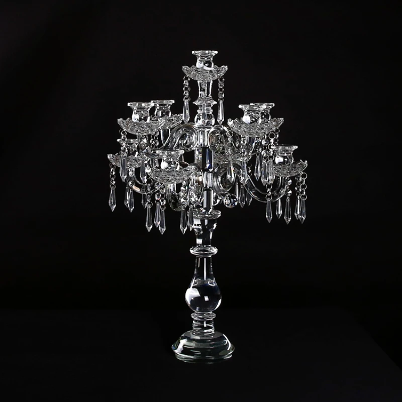 home decoration crystal candle holders lotus home goods 9 heads candlestick wedding candle holder