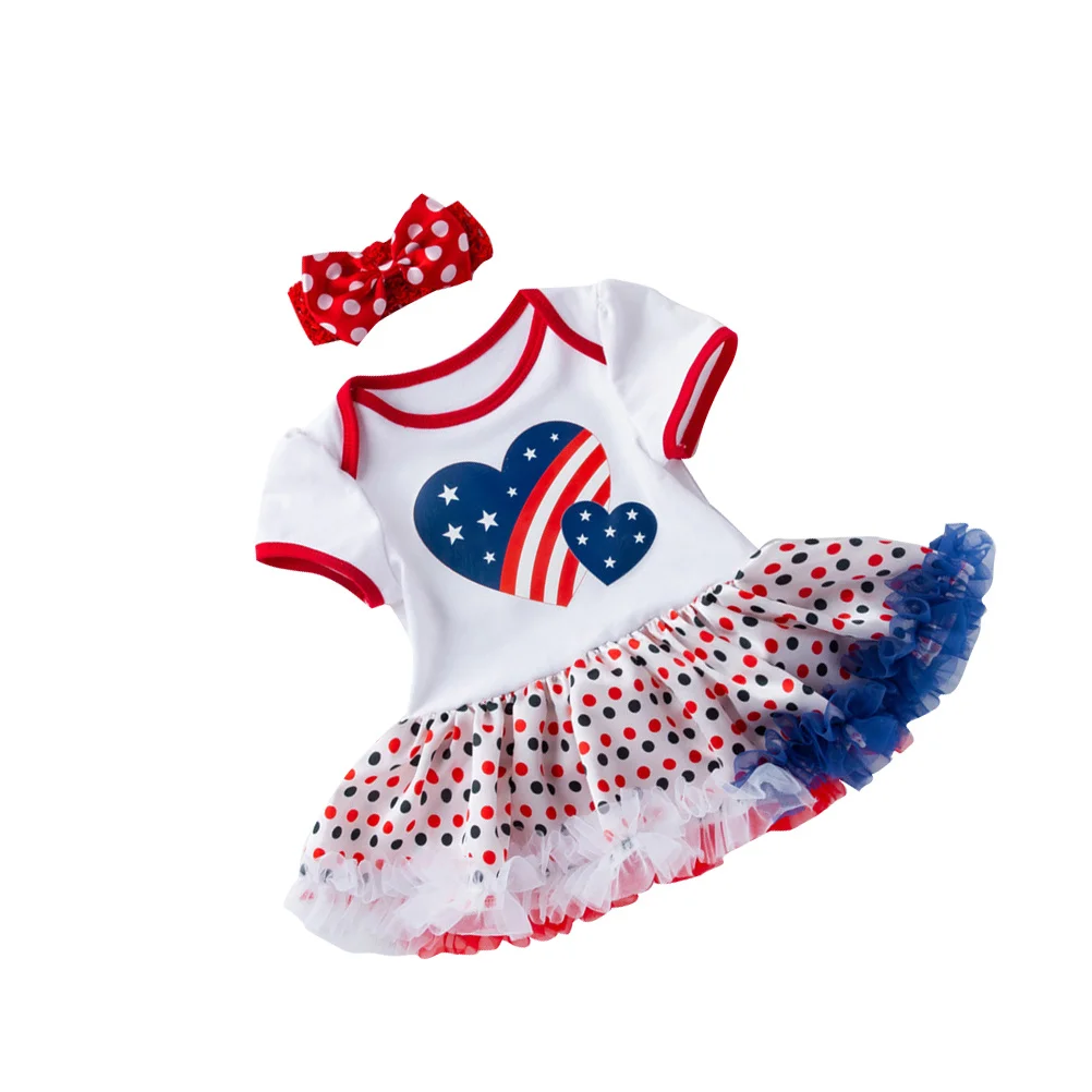 

Girl Tutu Skirt Set Independence Day Clothes Heart Star Printed Skirt 12-24m Adorable Fairy Costume Ballet Performance