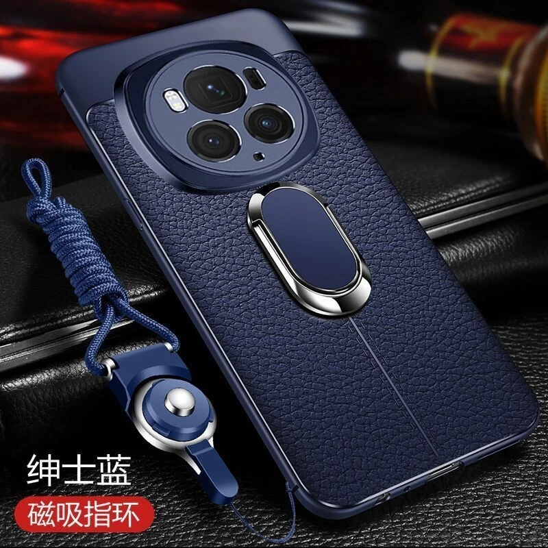 Magnetic Case For Honor Magic 6 Pro 5 5Pro Holder Ring Phone Cover For Magic5 Pro 6Pro 5G PU Silicone Shell Shockproof Bumper