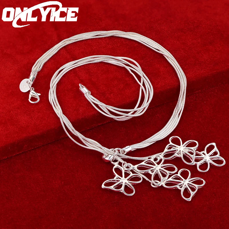 

925 Sterling Silver Snake Chain Exquisite Beautiful Butterfly Necklace For Woman Fashion Charm Jewelry Wedding Engagement Gift