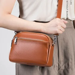 Leather Crossbody Bag for Women Triple Zipper Cellphone Purse Pouch High-capacity Mommy Shoulder Messenger Stachel Bags Handbag