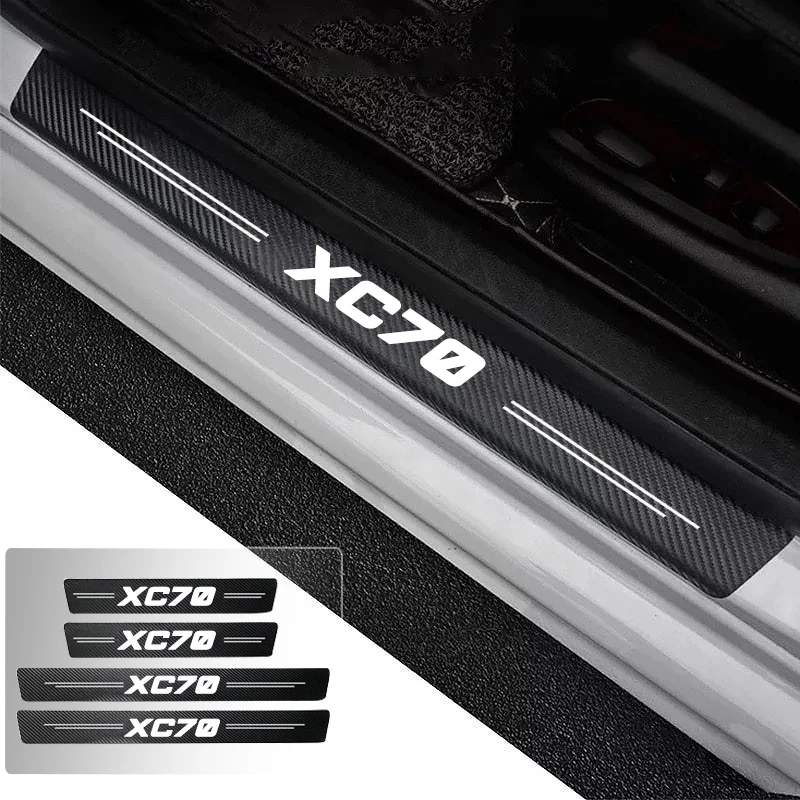 

Car Door Sill Carbon Fiber Sticker Threshold Side Anti Scratch Waterproof For Volvo XC70 Mii Trunk Bumper Scratch Guards Decals