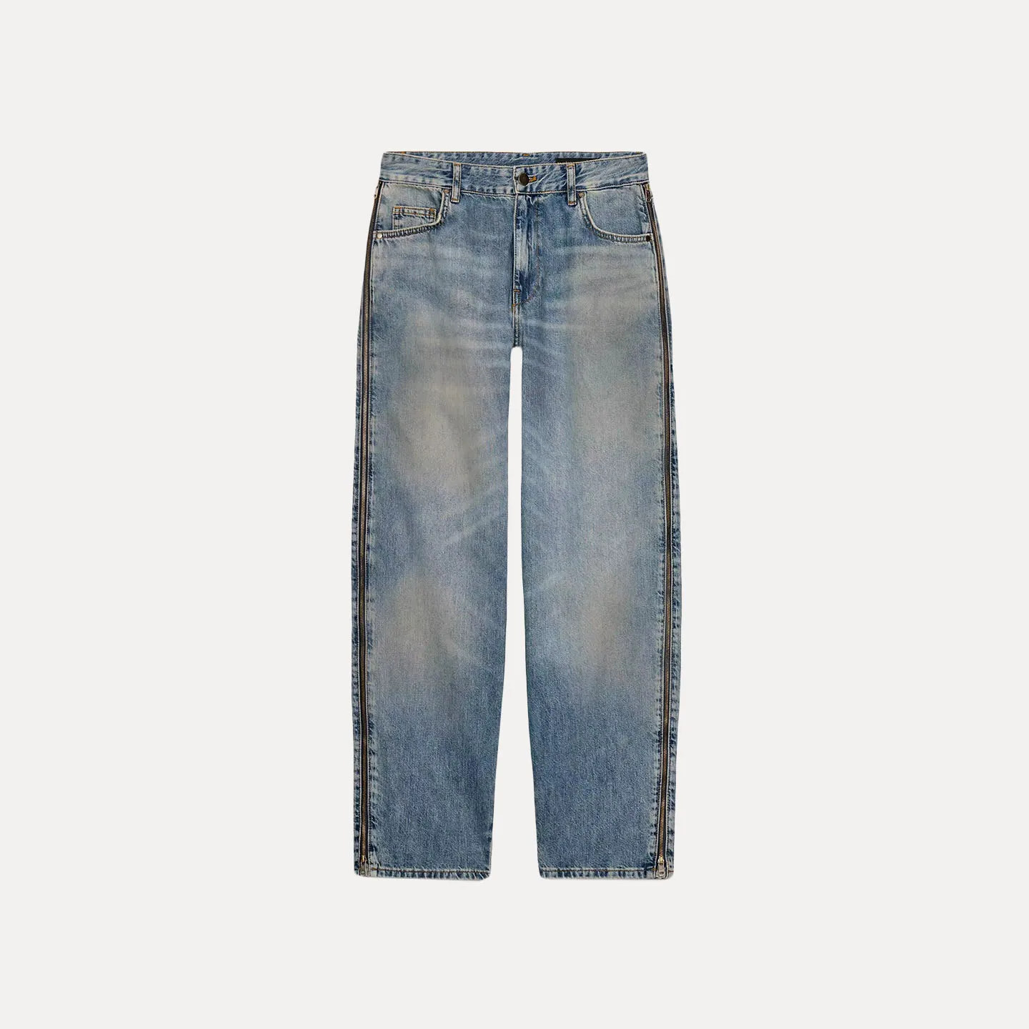 Z بنطال جينز نسائي متعدد الاستخدامات وسحاب متوسط الخصر أنيق وموقت Sle للسيدات من قماش الدنيم الفاخر مناسب