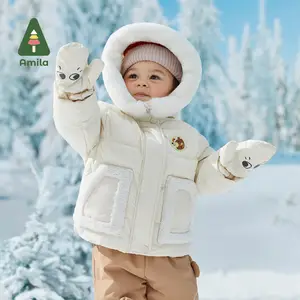 Amila Baby Boy 2024 Winter New Fashion Solid Color Fur Collar Hooded Pike Down Jacket Kids Warmth Thickening Top AliExpress