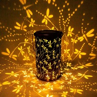 1PC Solar Dragonfly Hanging Lantern - Weatherproof Metal Garden Light with Warm White & Amber Glow LEDs for Patio/Pathway
