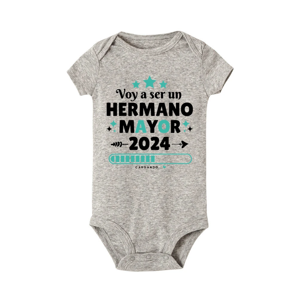 I Will Become The Best Brother in The World Spanish Print Baby Romper Pregnancy Announcement Infant Bodysuit Newborn Jumpsuits