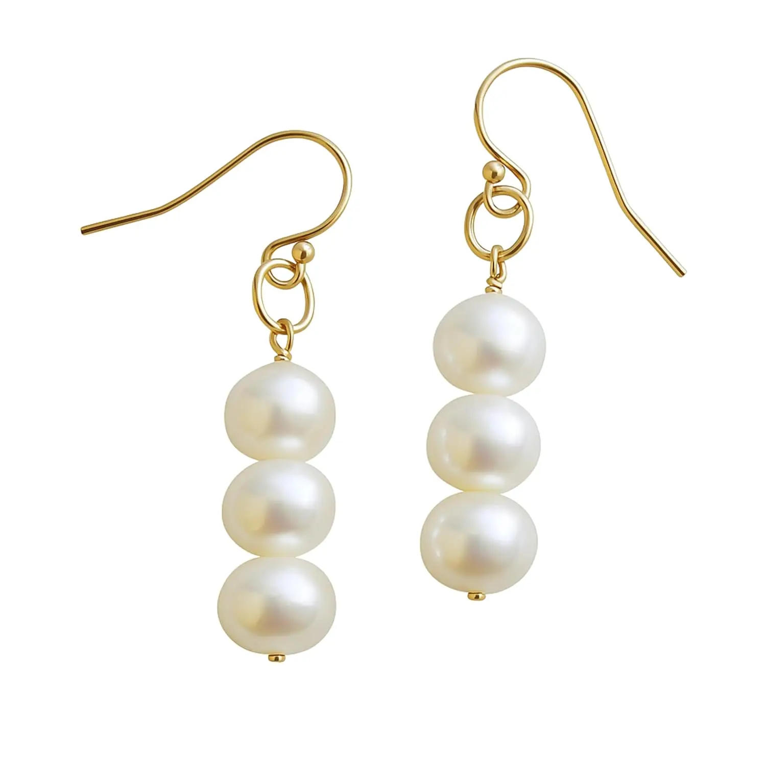 

Cultured Freshwater Pearl 14kt Gold Filled Drop Dangle Earrings - Handmade Jewellery Gift Ideas for Women and Ladies (white)