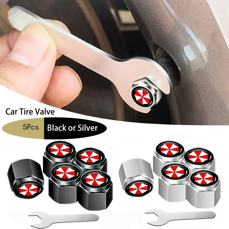 

5Pcs Car Accessories Valve Cap Tyre Stems Cap Caps Tyre For Umbrella Corporation Logo Automobiles Car Accessories