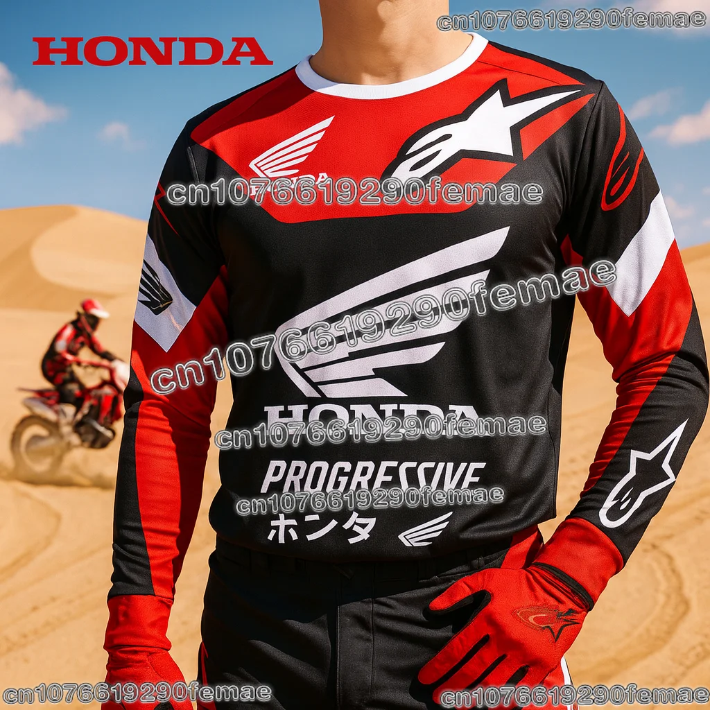 قميص ركوب مريح بأكمام طويلة من Honda للدراجات النارية سريع الجفاف وجيد التهوية لعشاق السباق الجبلي للدراجات الترابية