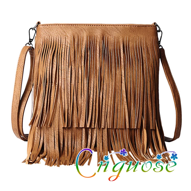 

2023 Autumn Winter Retro Casual Tassel Oblique span package Bohemia PU Leather Tassel One Shoulder Crossbody Bag for Women