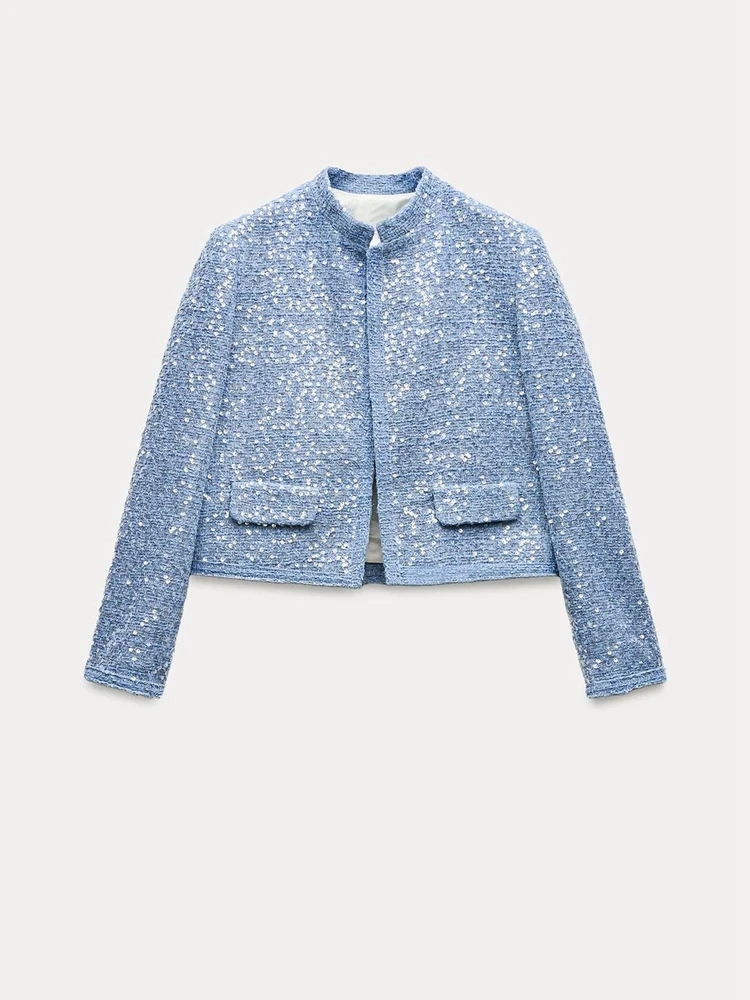 Primavera Nuovo Arrivo da Donna Or Pearl Decorato Jaet Versatile Ele Pendolarismo Sle Lungo Sve Taglio Dritto Capispalla