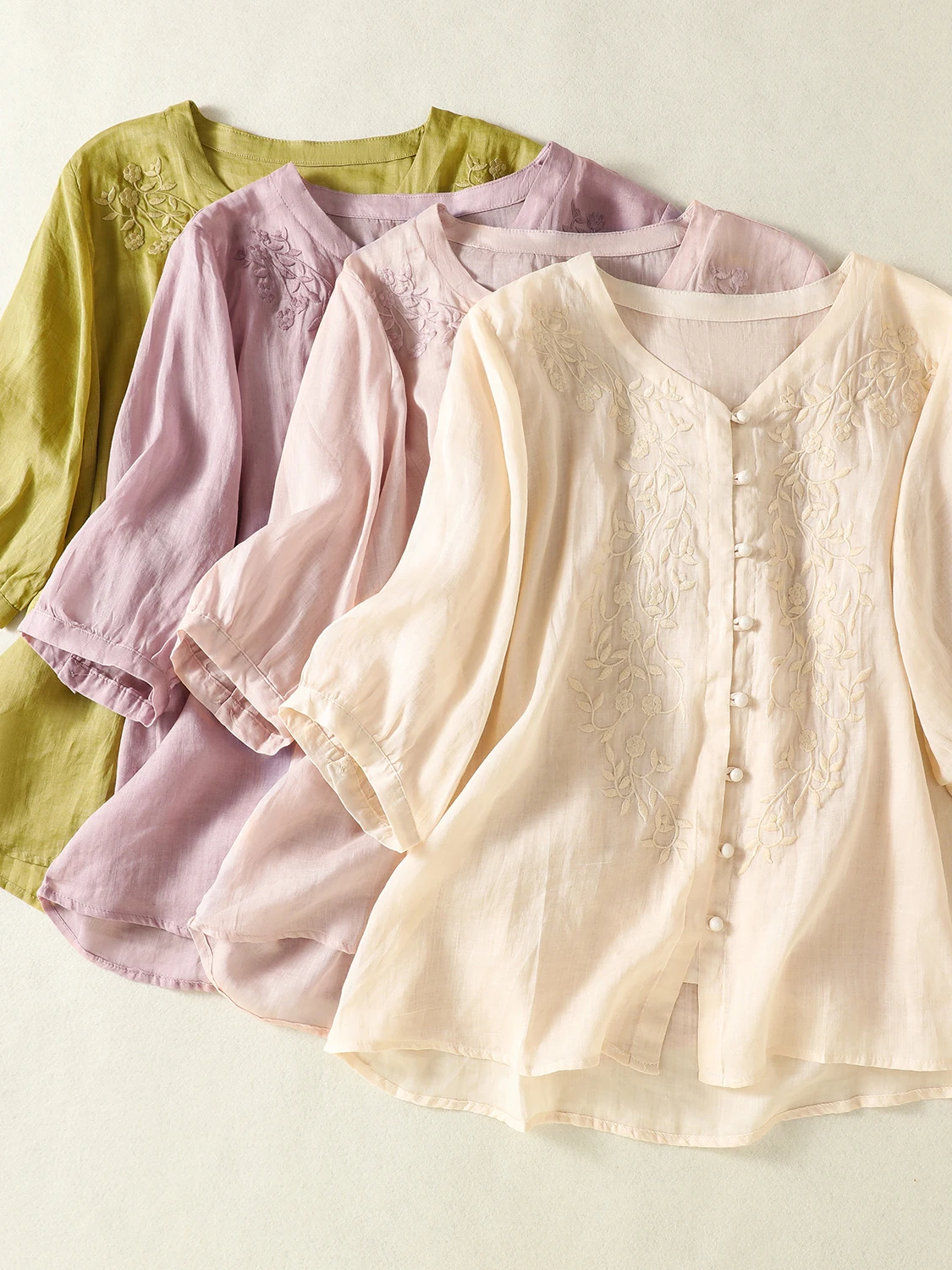 

Loose Fit Embroidered Cotton Linen Shirt V Neck Sleeveless Top for plus Size Women Summer New Style Artistic Open Cardigan
