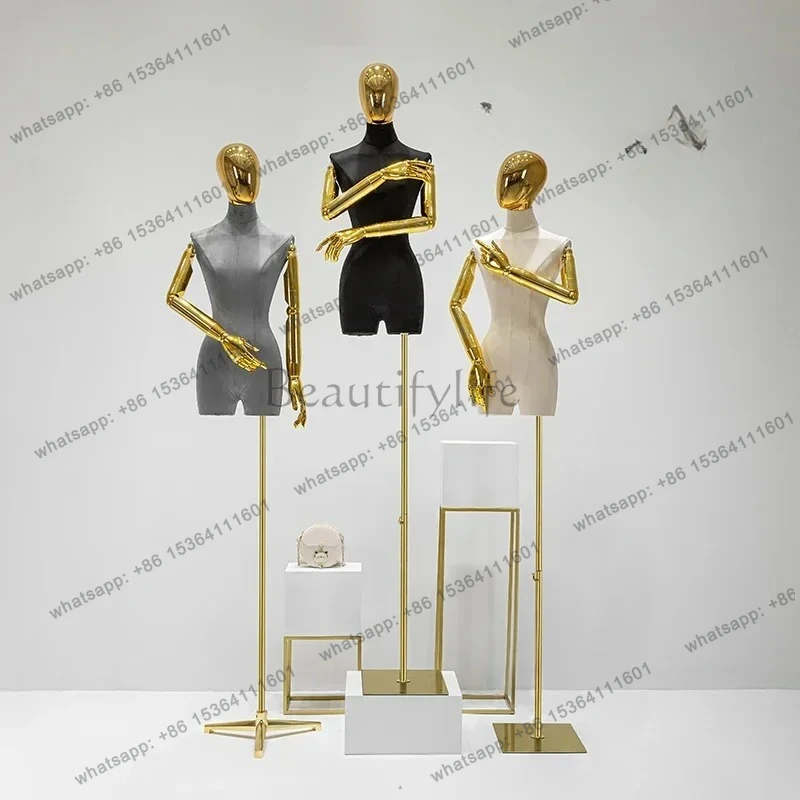 

yj9 Nordic clothing store high-end suede props women's clothing half-body black clothes display rack full body