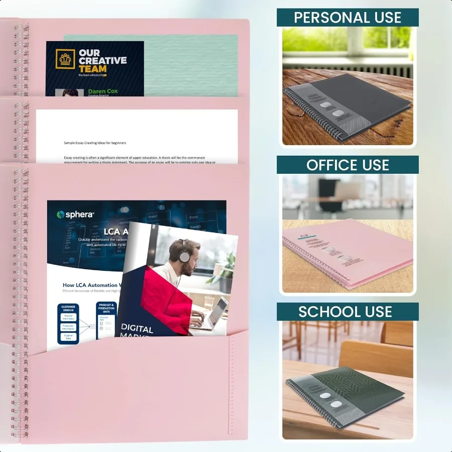 10 карманных папок с несколькими карманами, 10 карманов, органайзер, спиральная папка для файлов, папка с карманами, сверхпрочная прочная полиэтиленовая папка