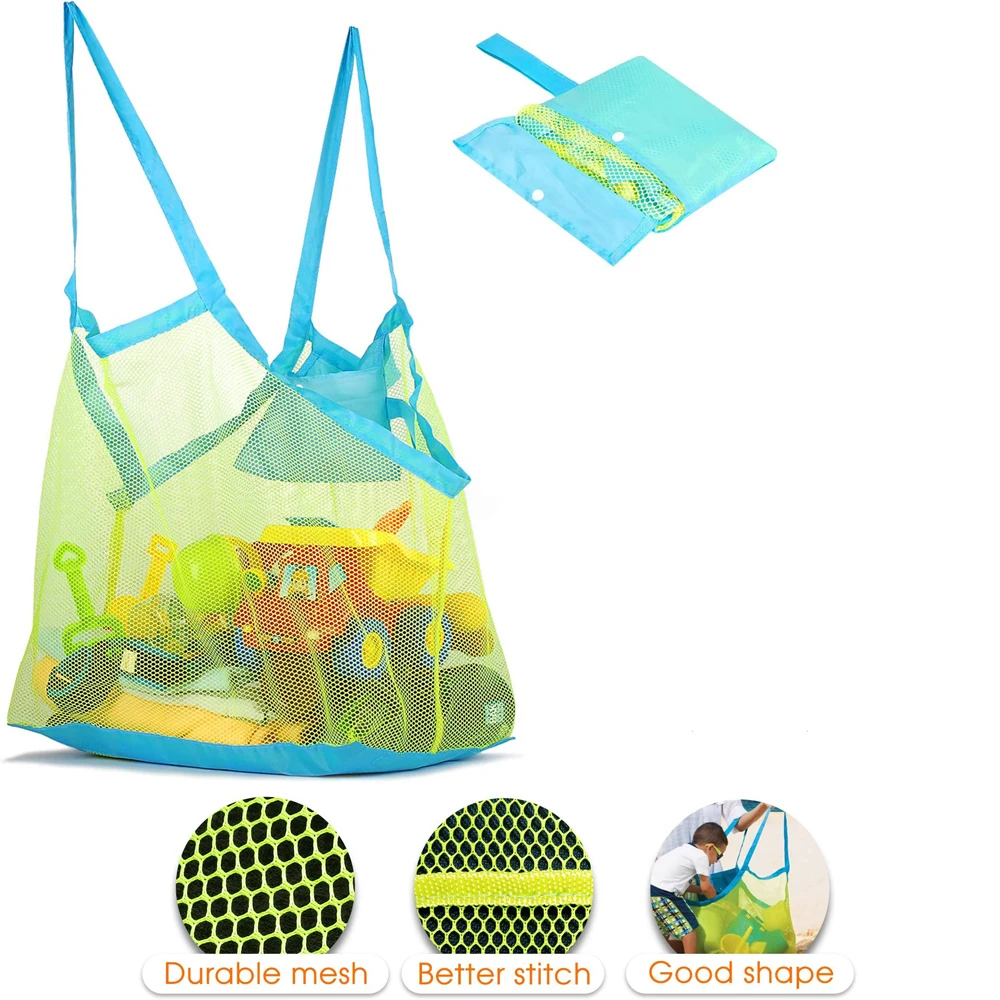 

Mesh Beach Bag Extra Large and Totes Backpack Toys Towels Sand Away For Holding Children Market Grocery Picnic