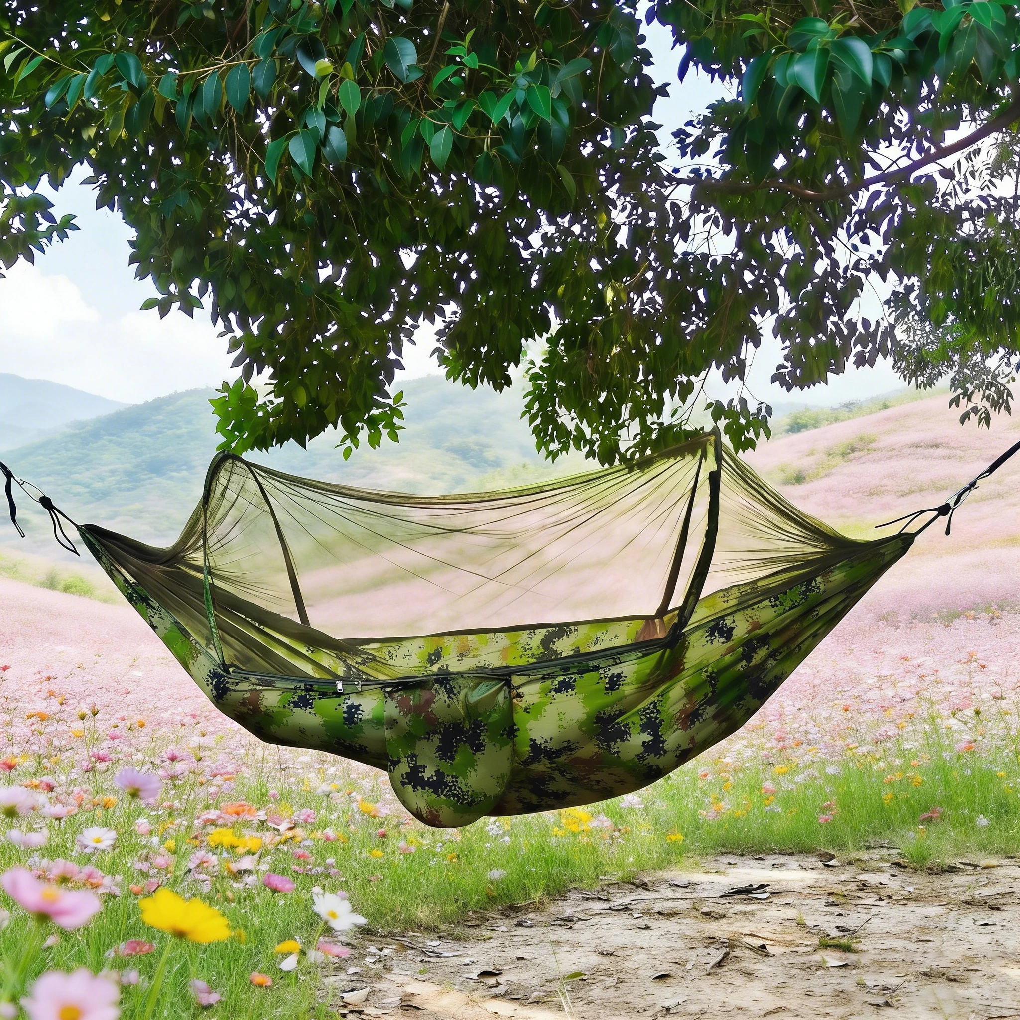 

Камуфляжный походный гамак с москитной сеткой, портативный гамак с защитой от комаров для походов, пеших прогулок и путешествий
