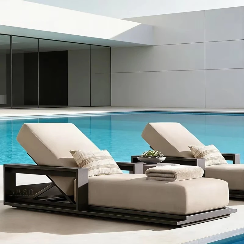 Luxury Modern Resort Hotel Poolside Rope Woven Outdoor Chaise Lounge Beach Sunbed Waterproof Villa Patio Garden Sun Lounger