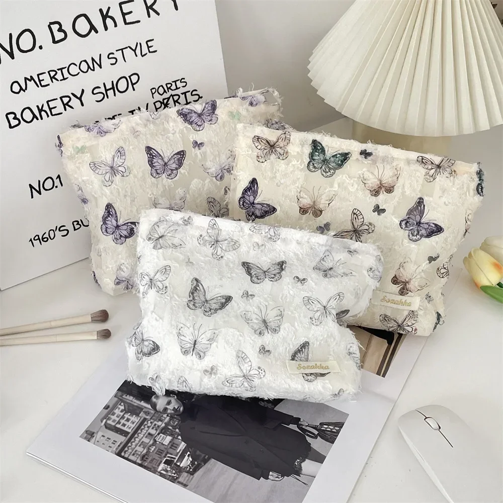 New Ins Butterfly Makeup Bags Women Cosmetic Bag Large Capacity Makeup Pouch Female Clutch Bag Travel Make Up Organizer Bag