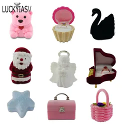 1 Piece Lovely Velvet Jewelry Box container Wedding Ring Box for Earrings Pendant Display Gift Box Holder Multiple styles