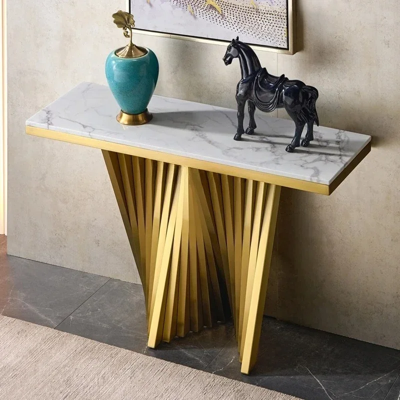 

A light luxury marble luxury stone entrance table corridor ultra-narrow entrance cabinet end view table